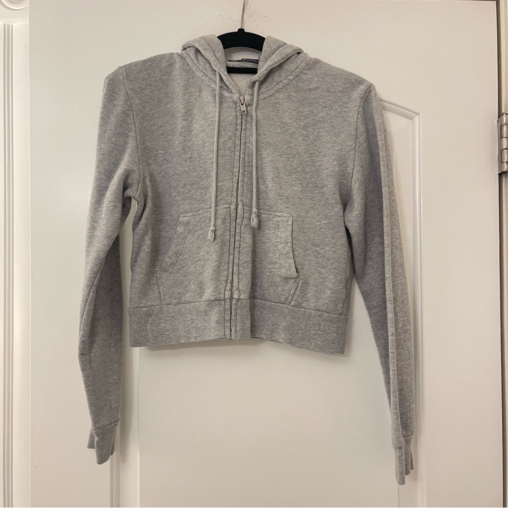 Brandy Melville Light Gray Zip-Up Hoodie